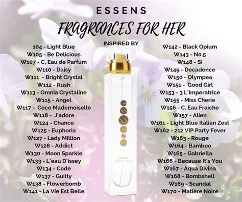 essens perfume list